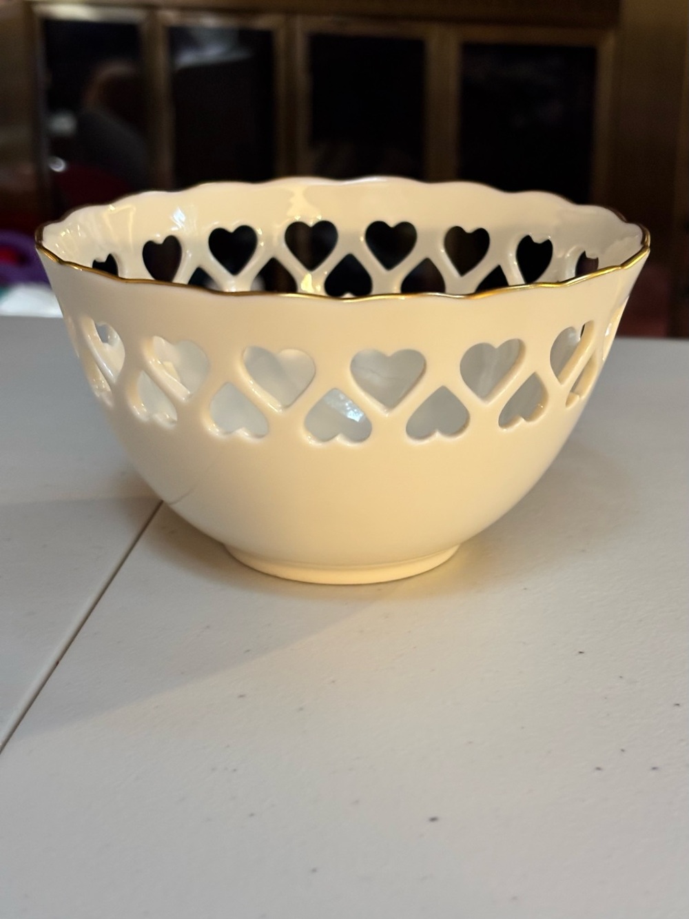 Vintage Lenox Heart Collection w/24k gold rim and embossed heart bowl